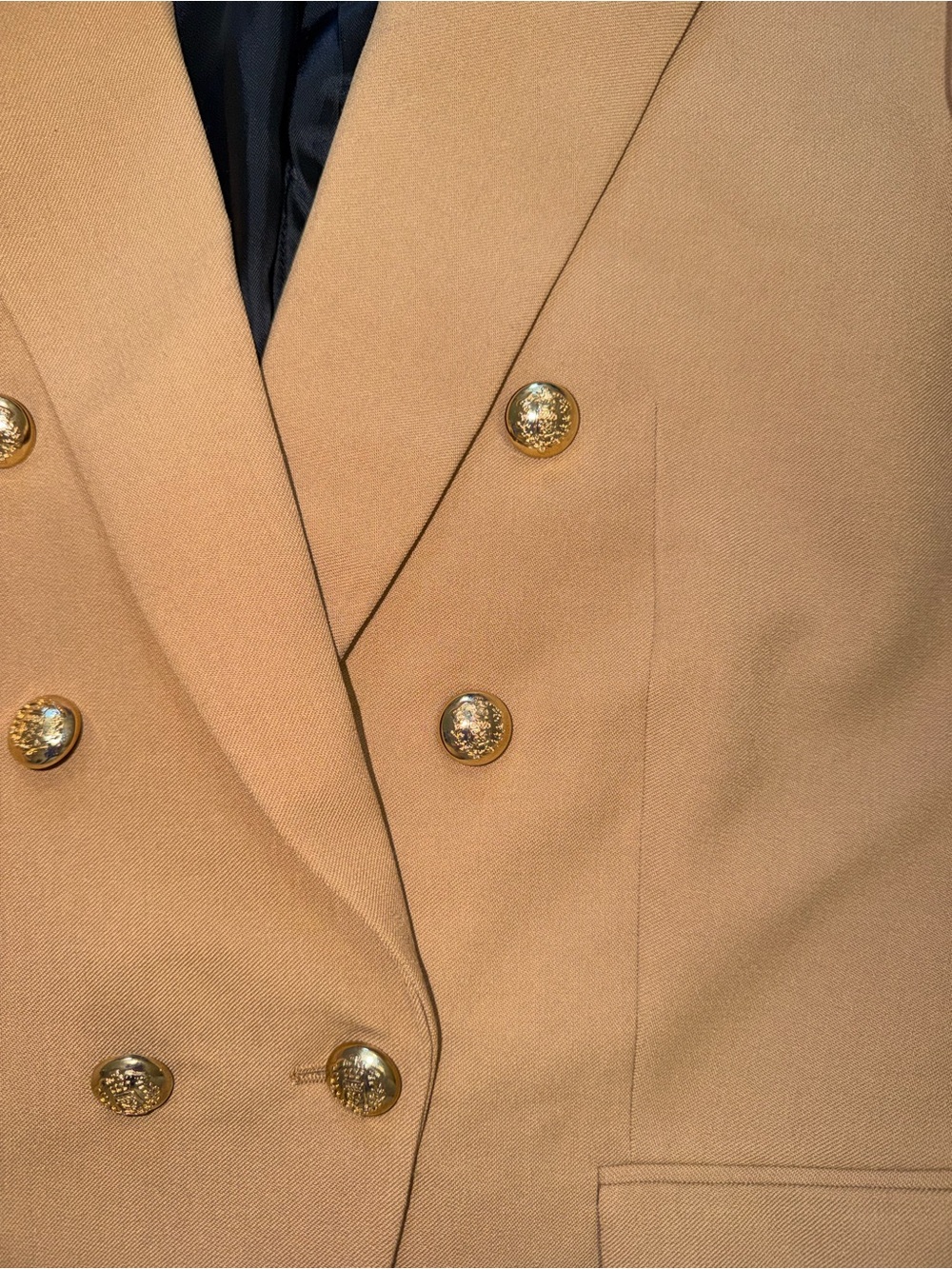 ZARA Double-Breasted Camel Blazer Jacket - Picture 4 of 7